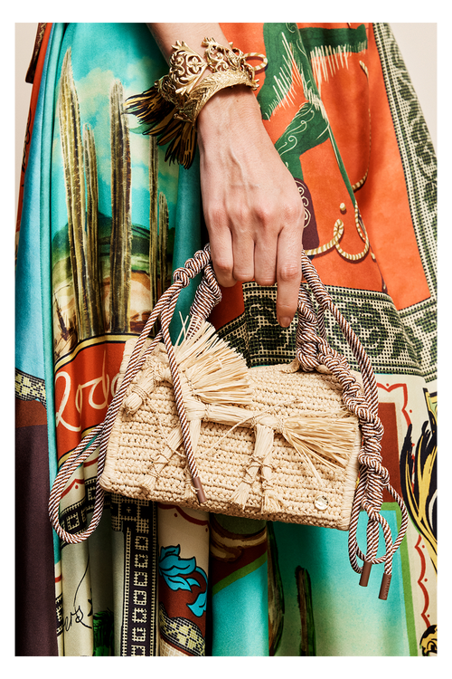 Ace Horse Raffia Box Bag