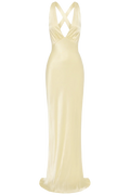 La Lune Plunged Cross Back Maxi Dress