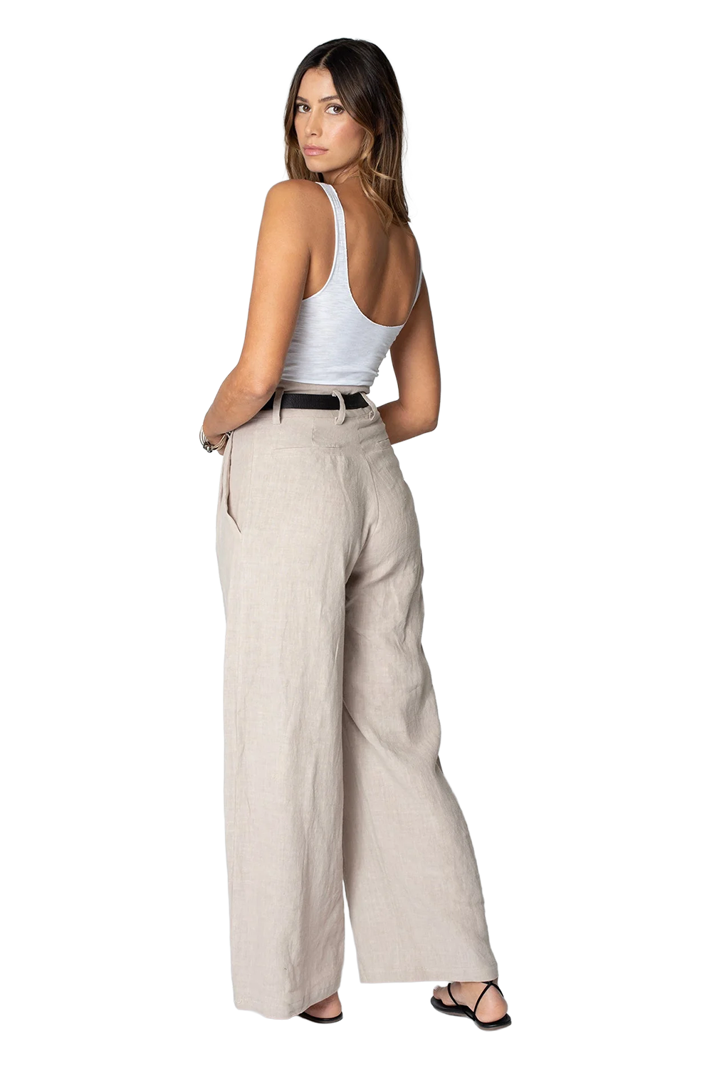 Linen Notch Waist Pant - Sand