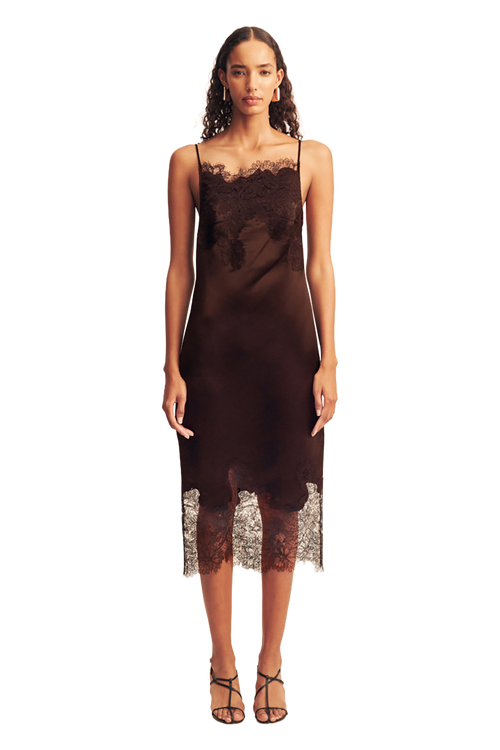 Lucia Lace Midi Dress - Espresso
