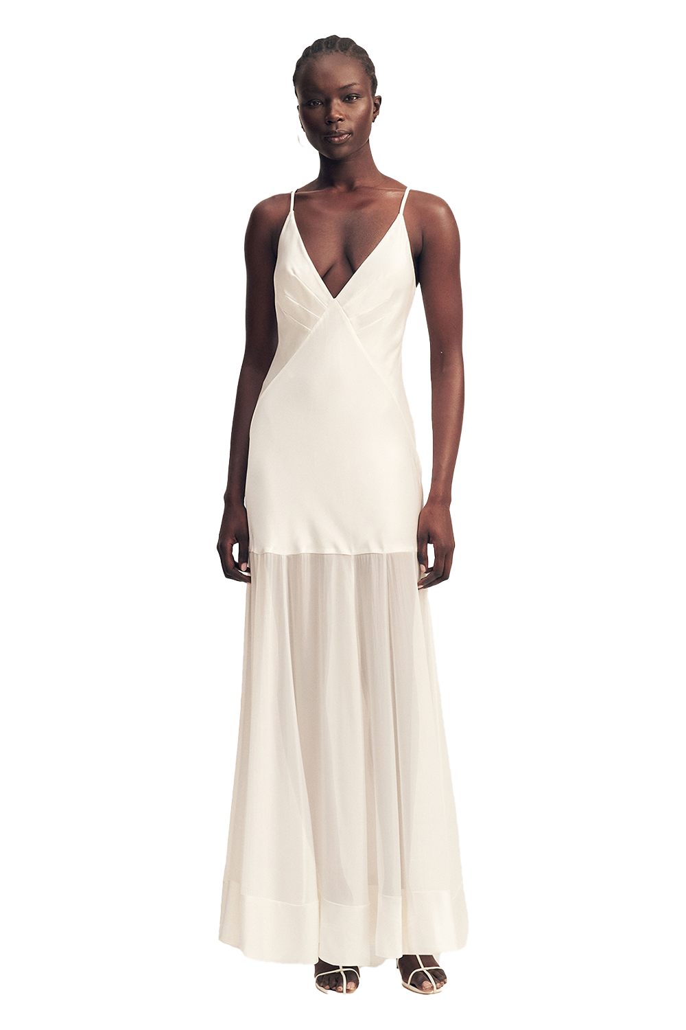 moraya dropped waist maxi dress ivory Effortlessly elegant in the Shona Joy Moraya Dropped Waist Maxi Dress Featuring a luxe satin acetate bodice, a semi-sheer georgette skirt, and the perfect dropped waist silhouette for a timeless, flowy