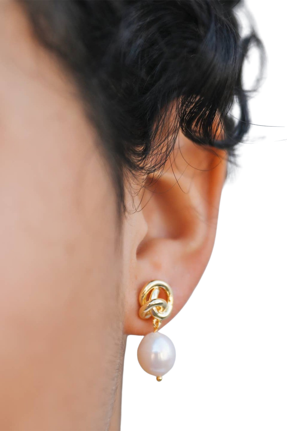 Pearl Knot Earrings - Gold