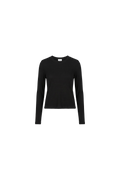 Rib Long Sleeve Slim Baby Tee - Black