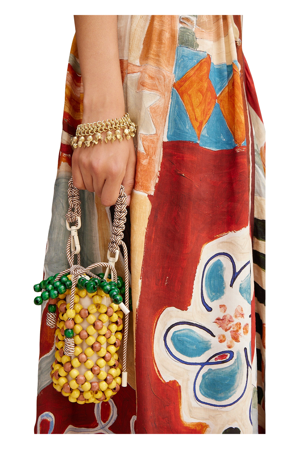 Wood Beaded Pineapple Mini Bag